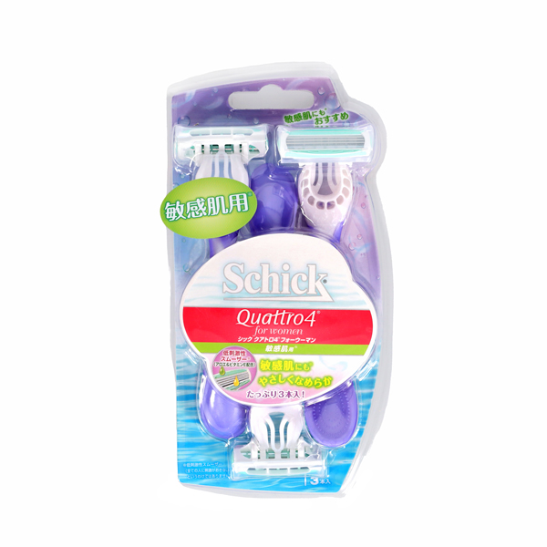 【新品】Schick Quattro4 3本入り 敏感肌用　5セット　合計13本 新品】Schick Quattro4 3本入り 敏感肌用 5セット 合計13本